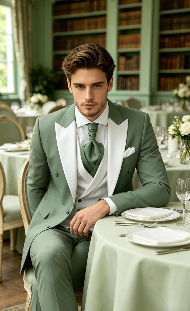 Mens 3 Piece Suits for Men Slim Fit Wedding Tuxedo Suit Fashion Formal