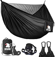 Covacure Double Camping Hammock 772lbs Capacity with Tree Straps & Bug Net - Lightweight 210T Parachute Nylon for Hiking, Backpacking, Backyard