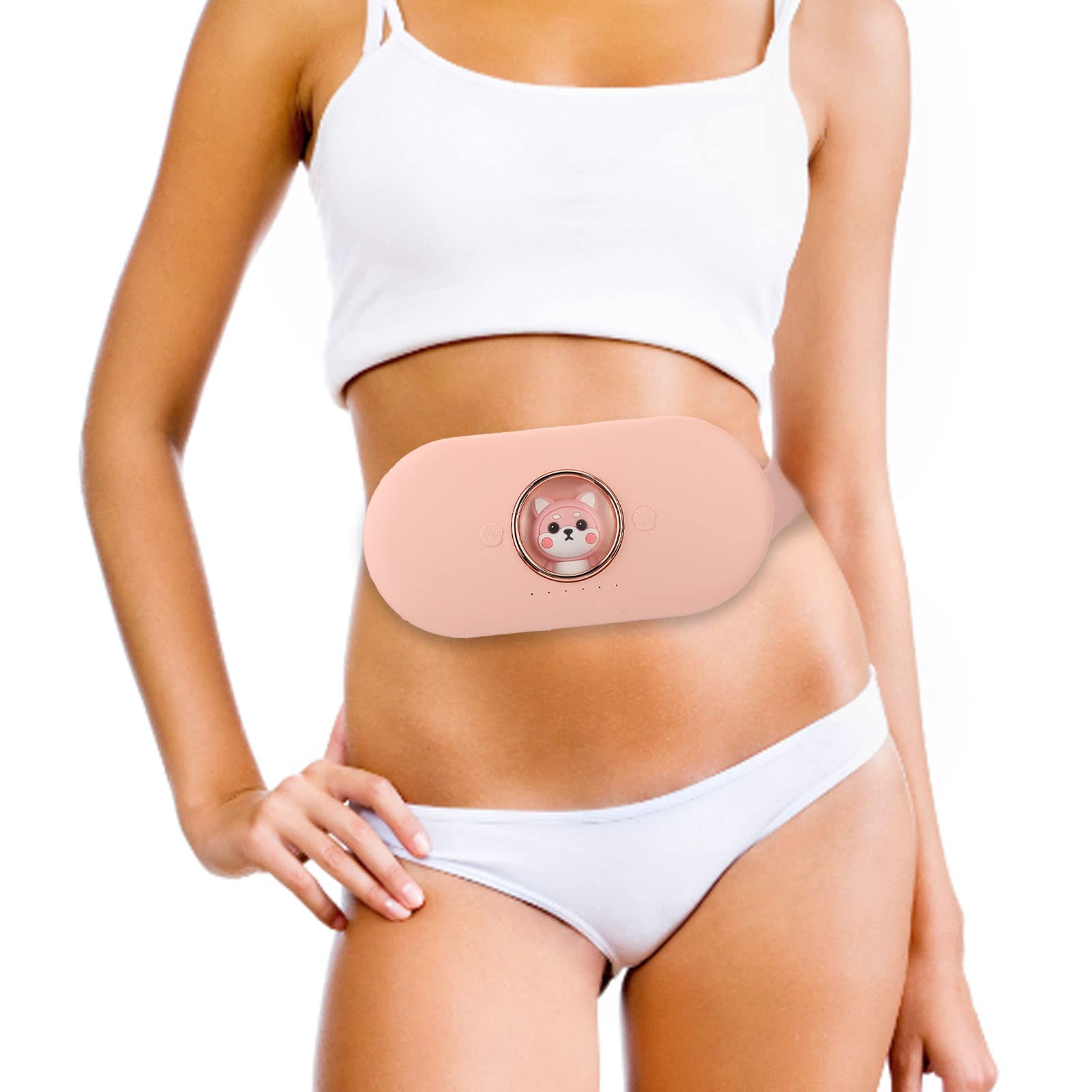Almohadilla de Calefacción Menstrual, Calambres Menstruales Portátiles, Cinturón de Cintura Calentado, 3 Niveles de Calor y 4 Modos de Masaje de Vibración, Dispositivo de Alivio