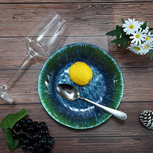 Melamine Pasta Bowls Large Salad Bowls Set 9 Inch Sets Of 6 Pcs Soup Bowls Wide Shallow Flat Turquoise Teal Round Dinnerware Tableware Dishwasher Safe Not Microware Not Oven #TOP4