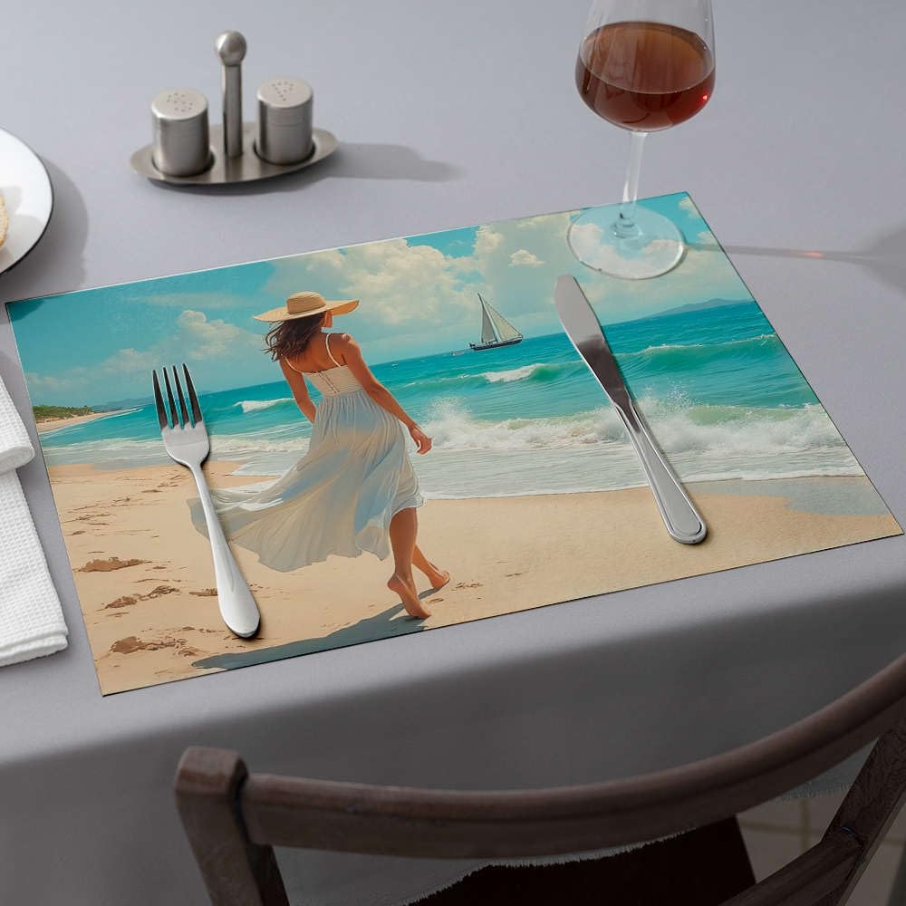 Sets de table chemin de table lavables anti-tache pour repas de famille