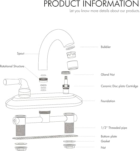 Miniatura 7 de SOLVEX US-SP-40003-1 - Grifo de lavabo de baño de 2 manijas de 4 pulgadas, grifo de baño de 3 agujeros cromado, grifo de lavabo de baño con manija