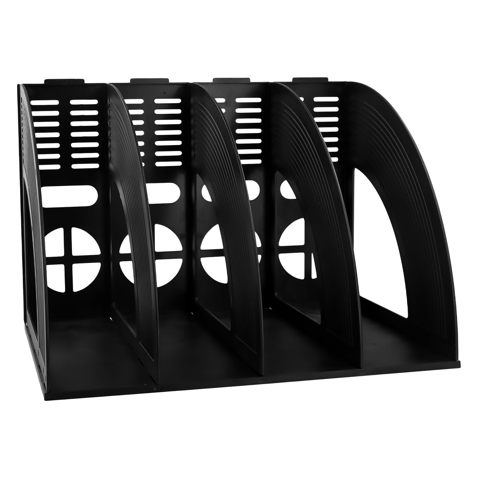Soporte de 4 Compartimentos para Revistas, Revistero Archivador Plastico, Titulares Documento Pantalla Divisores Gabinete Rack de Almacenamiento caja Organizadora, para Oficina Escuela (Negro)