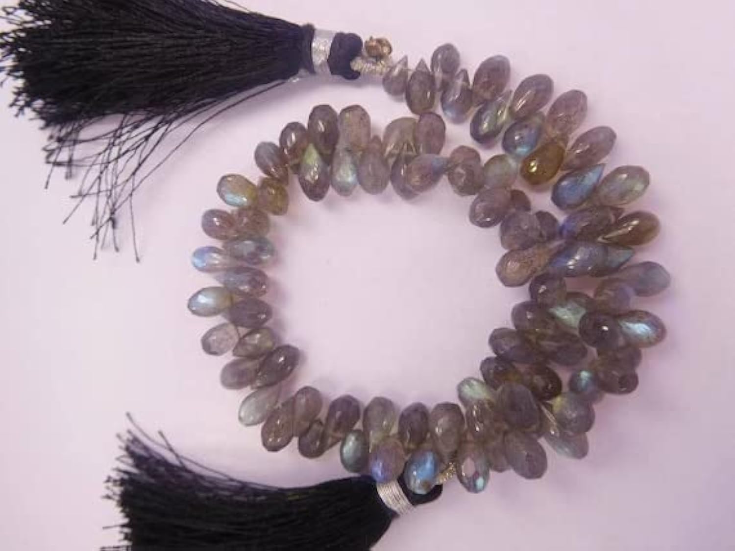Perles briolettes en labradorite naturelle en forme de goutte facettée LKBEADS 8 pouces
