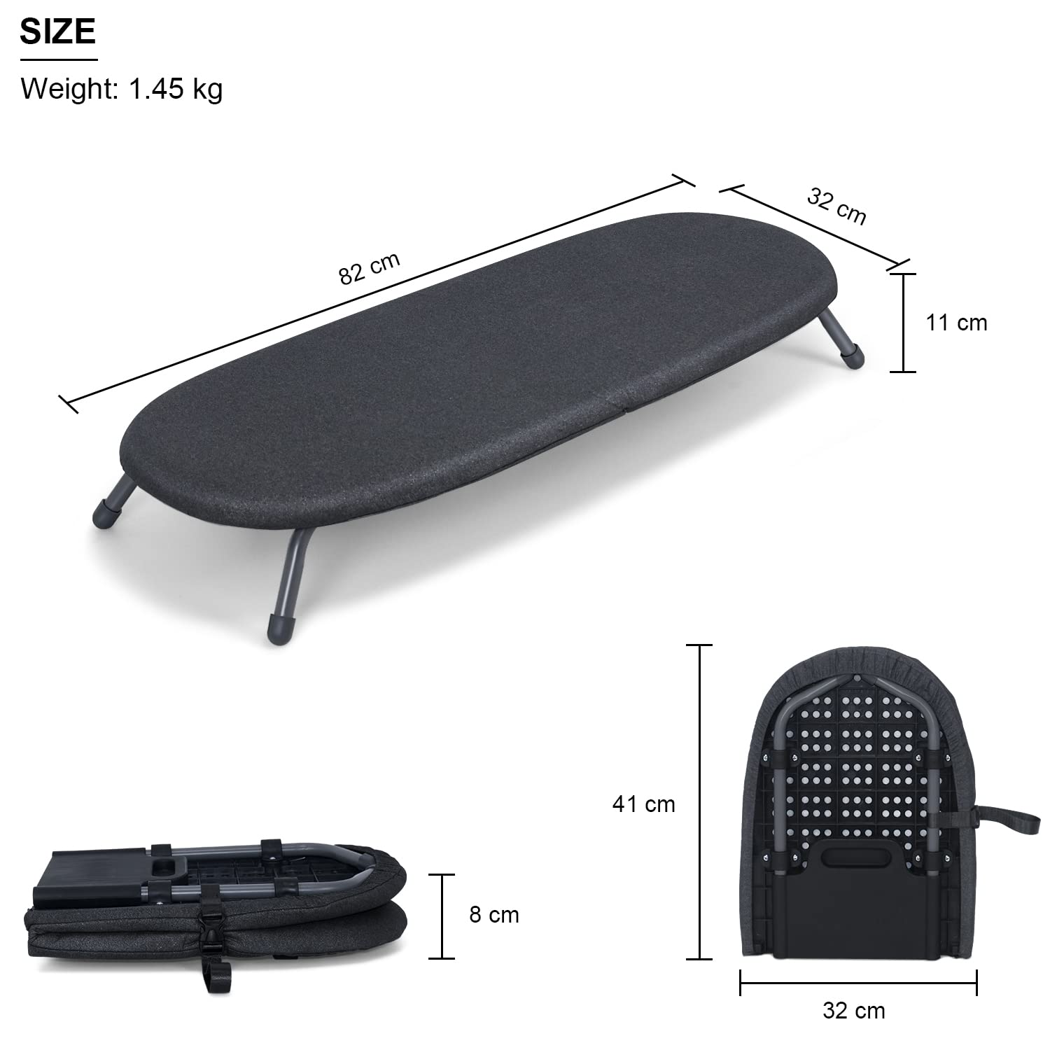 Duwee Cavalletto per Stirare, Tavola da stiro pieghevole, copertura resistente al calore con rivestimento imbottito spesso