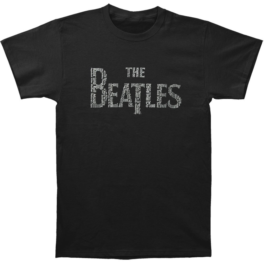 The Beatles Men's Drop T Songs Short Sleeve T-Shirt, Black, X-Large