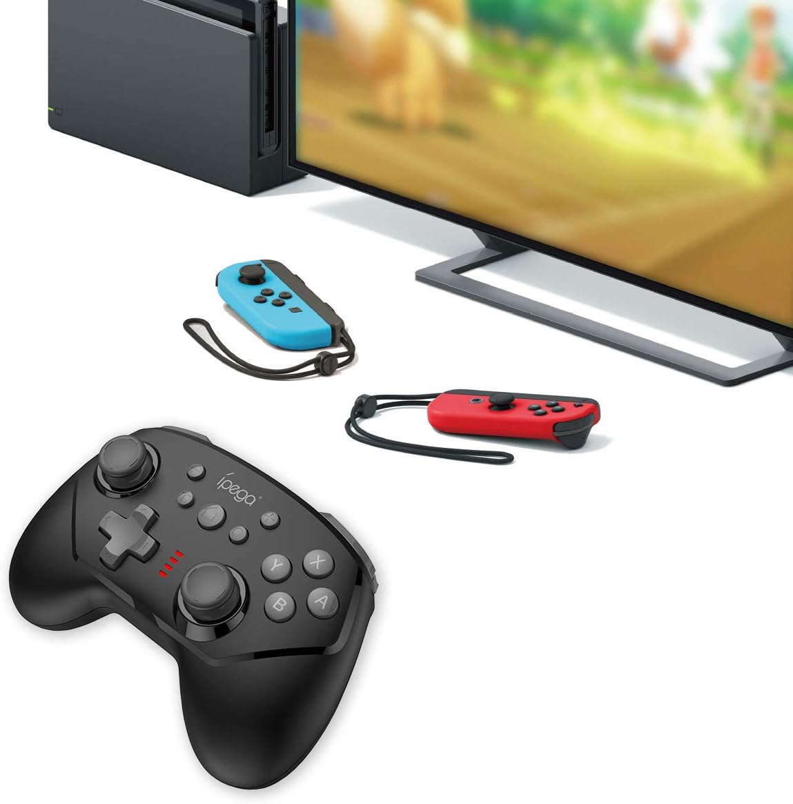 ipega PG-9162 controller connected to Nintendo Switch dock with Joy-Cons