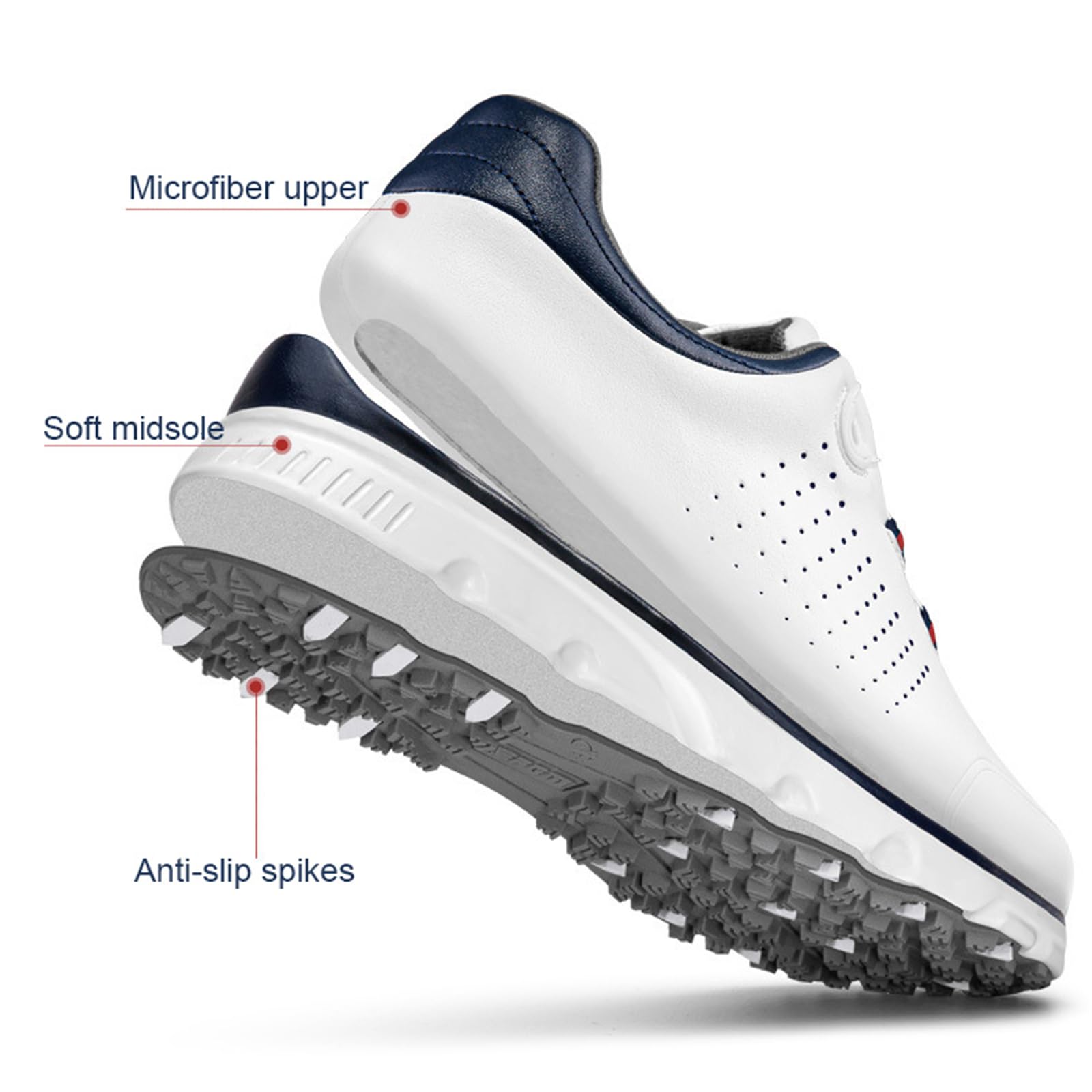 JiuQing Męskie buty golfowe bezkolcowe wodoodporne wygodne skórzane buty golfowe do chodzenia na świeżym powietrzu