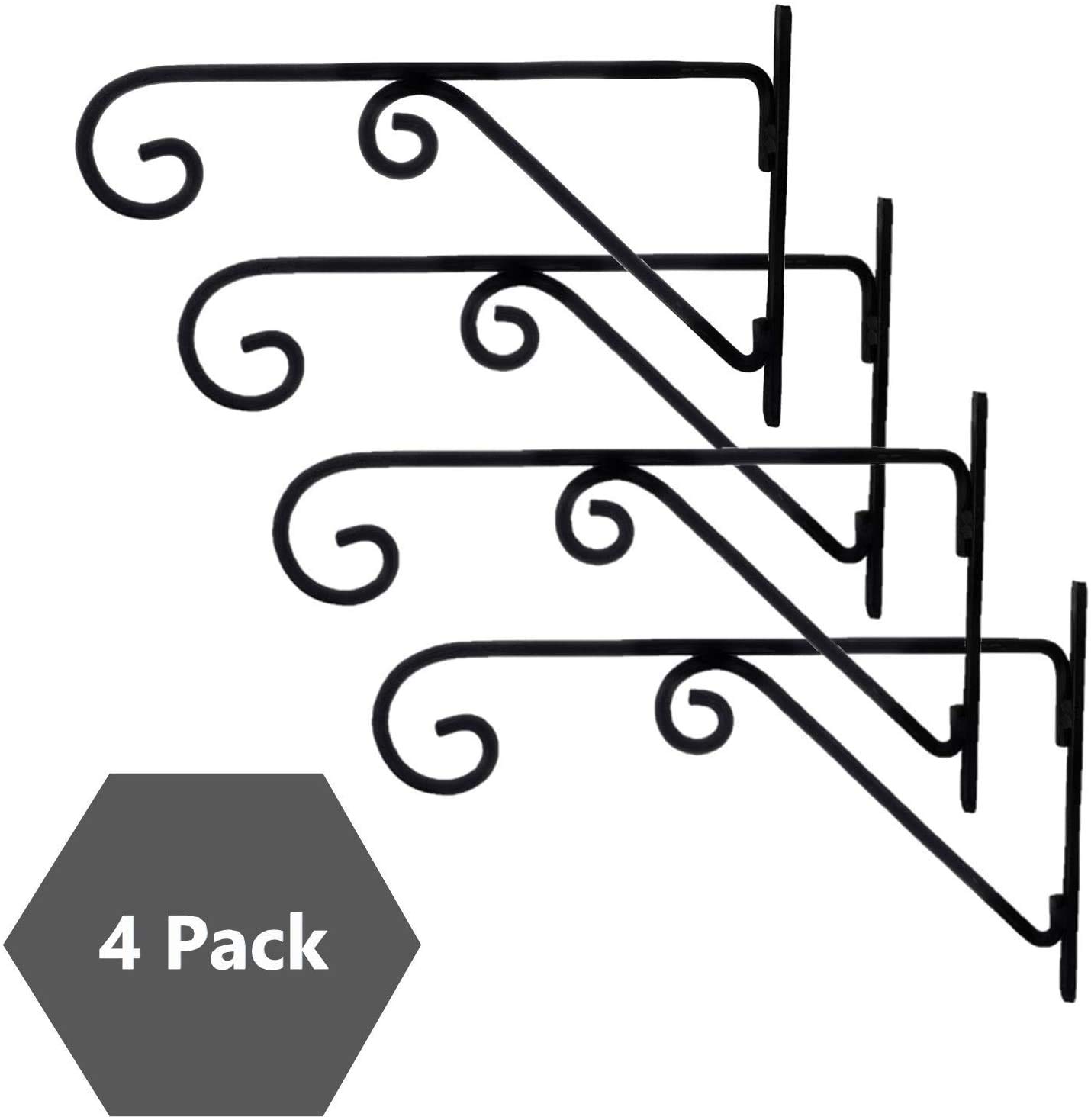 Plant Hanger Brackets Wall Mounted - Metal Plants Hangers Hanging Decorative Hooks Holder for Indoor Outdoor Flower Basket Pot Planter Bird Feeder Wind Chimes Lantern - Black - set of 4. (28cm x 6cm x 16cm) (B08LSVNXV6) Amazon Price History, Amazon Price Tracker