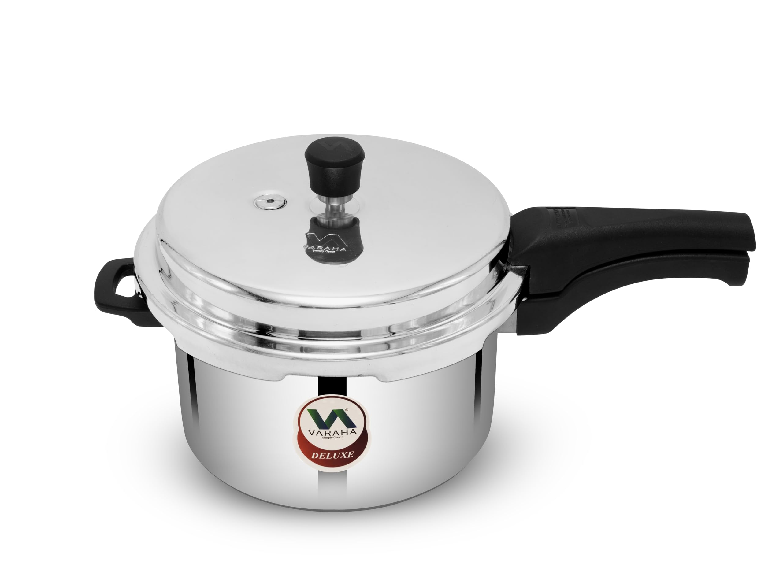 Varaha Deluxe 5 Litres Pressure Cooker | Outer Lid | Heavy Gauge Food Grade Virgin Aluminium | Induction & Gas Stove Compatible | ISI Certified | 5 Years Manufacturer's Warranty | Silver