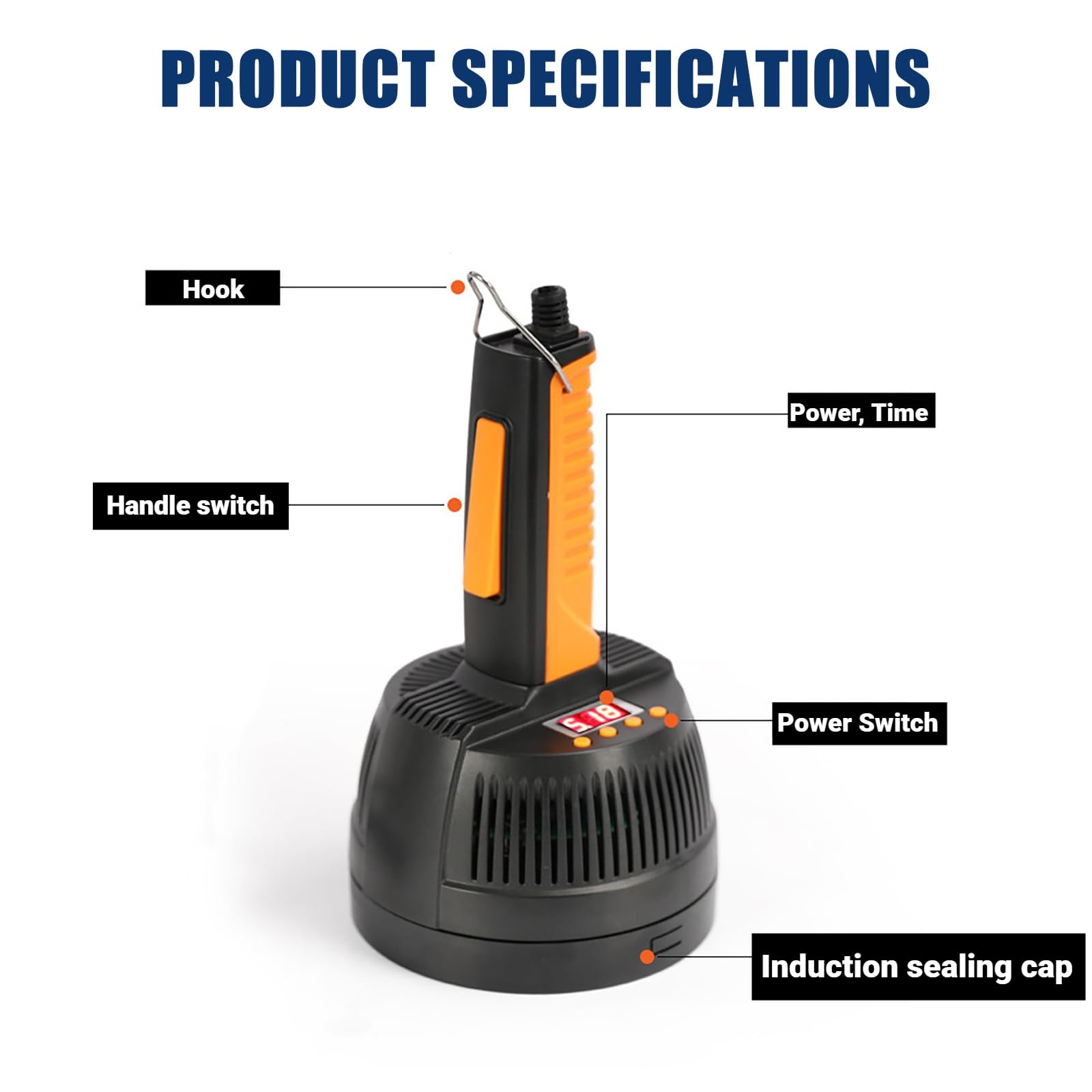 Sigillatrice a induzione elettromagnetica portatile portatile, macchina per sigillare a induzione regolabile da 20mm-100mm, per tappi di bottiglie di vetro in plastica di alluminio
