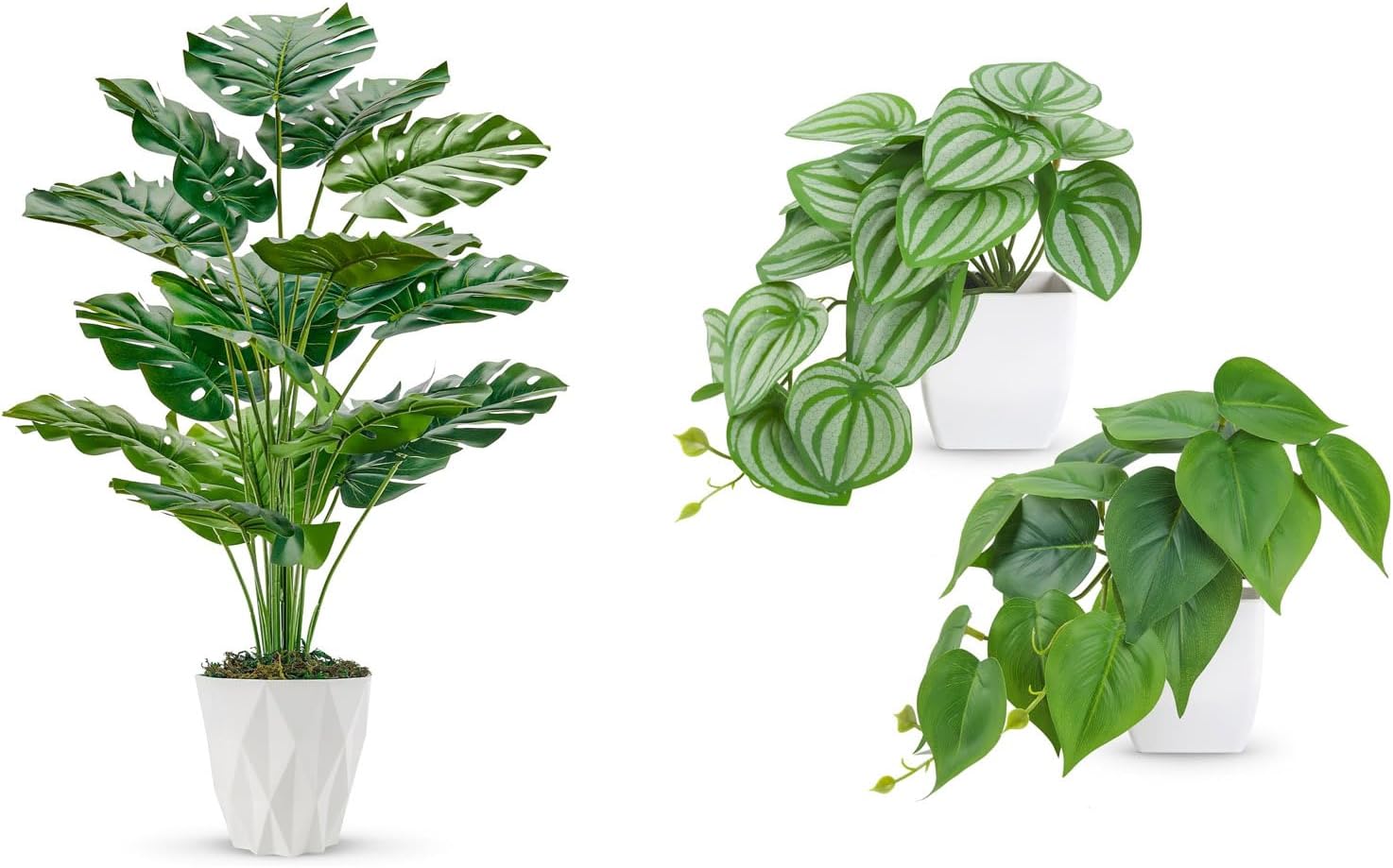 Der Rose Bundle of 1 Pack Fake Plants and 2 Pack Artificial Plants for Home Office Living Room Decor