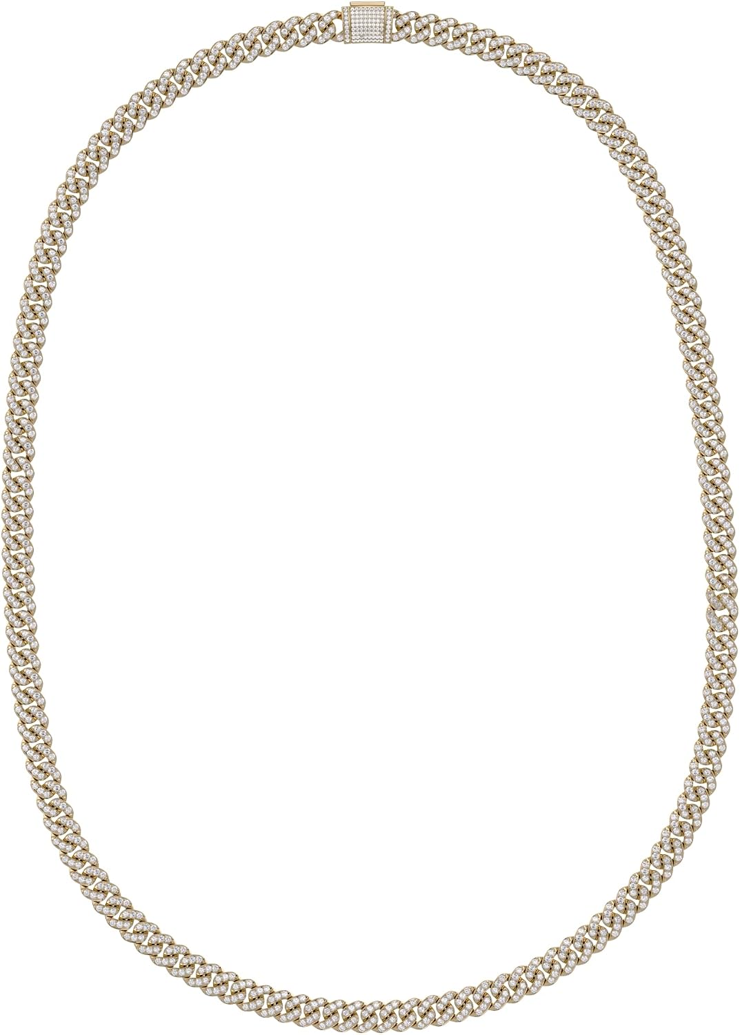 SAVEARTH DIAMONDS Men's Cuban Chain Necklace 60.00 Ct Round Cut Lab Created Moissanite 16MM Width Link Chain Necklaces in 14K Gold Plated 925 Sterling Silver Jewelry for Him 26" Length