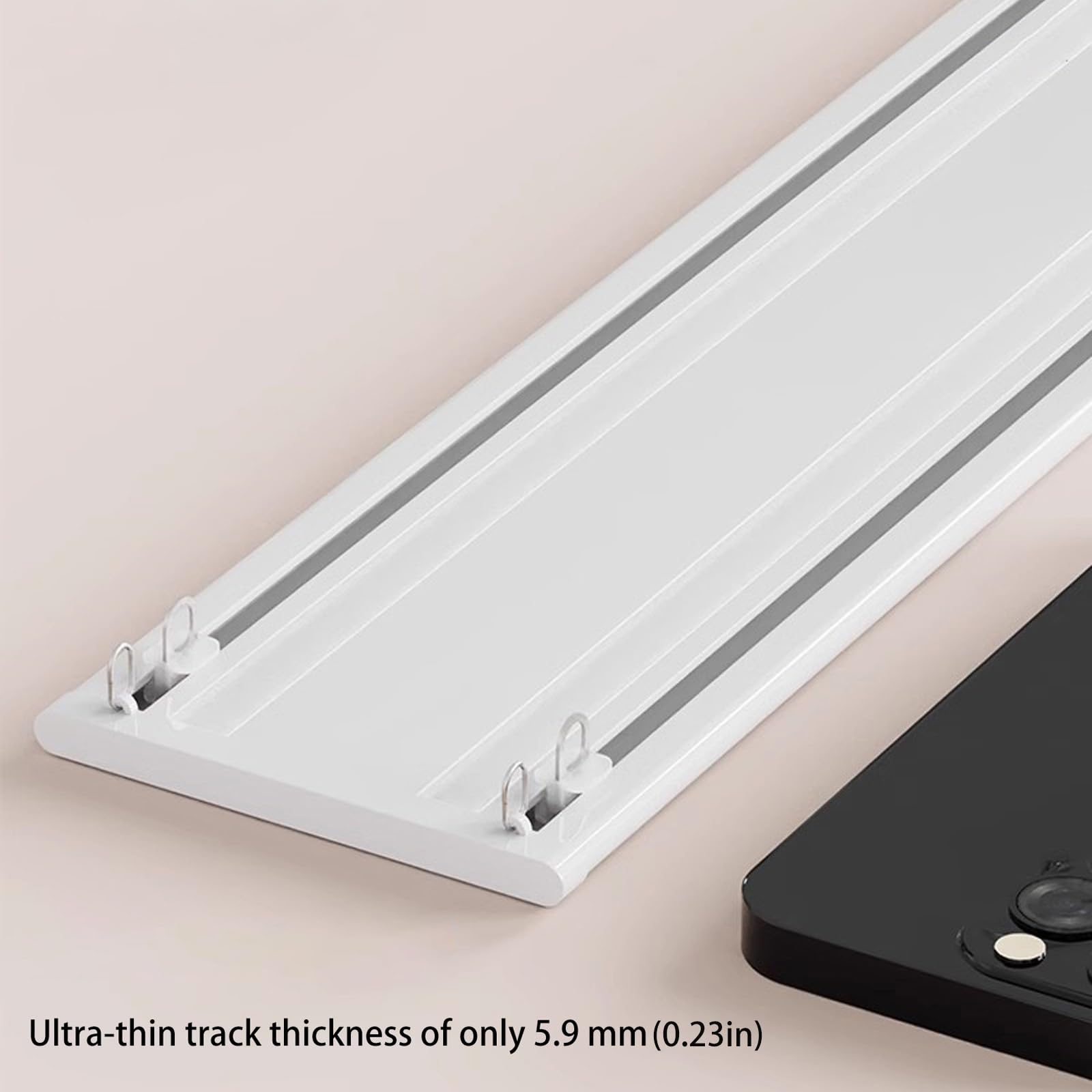 Riel De Cortina Doble Techo 2 3 4 5 6metros Riel De Cortina Oculto Riel De Cortina De Techo Silencioso De Aluminio Kit De Riel De Cortina Deslizante Con Rodillos Para Divisor(White,2m/6.6ft)