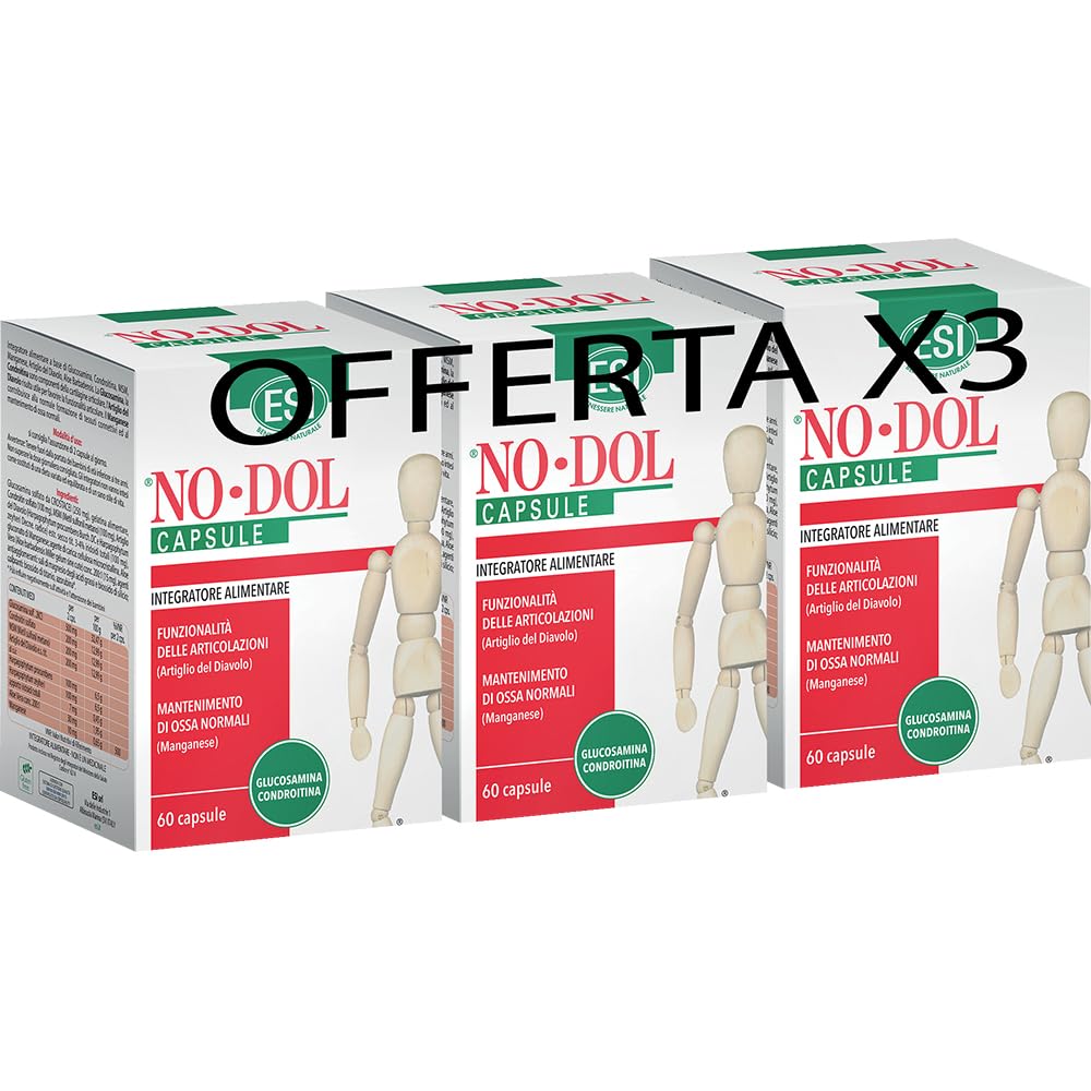 No Dol 60 Capsule – Pacchetto da 3 Confezioni | Integratore Alimentare Con Glucosamina, Condroitina, MSM, Acido Ialuronico, Artiglio del Diavolo | Integratore per Articolazioni e Mobilità