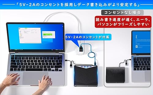 undefined 外付けブルーレイドライブ USB-C/A対応 BD/DVD/CD 再生・書き込み対応 ポータブルBDドライブ 超薄型厚:1.6cm・高速・静音・安定性 Windows/Mac両対応 電源アダプターと120cmケーブル付属 の商品画像 4