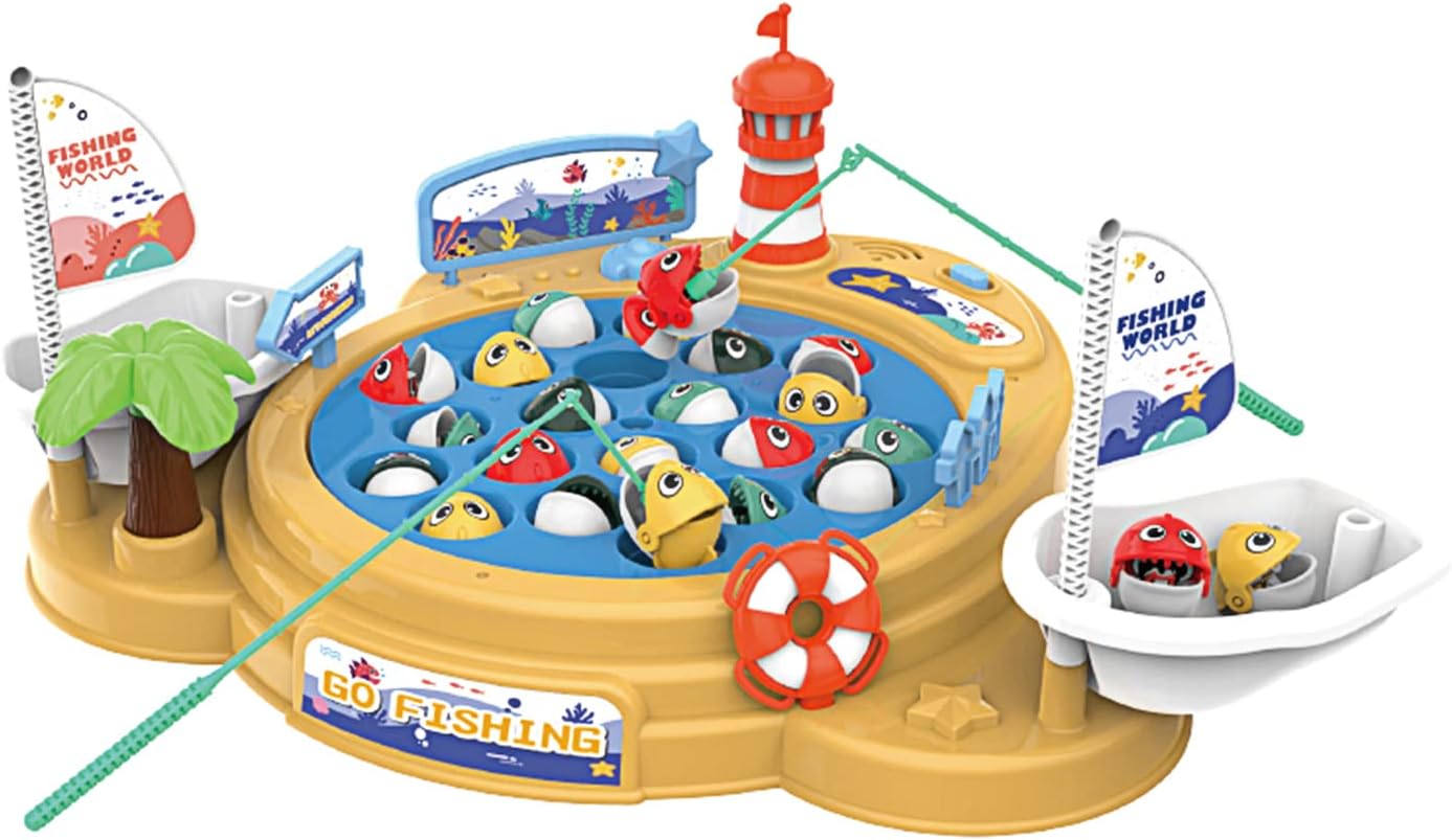 Interactive Fishing Game Play Set with Music, Rotating
