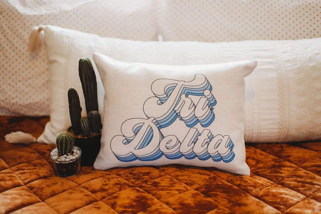 Sorority Shop Delta Delta Delta Pillow – Retro Design, 12" x 16" Lumbar Pillow Sorority