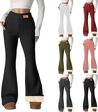 Leggings for Women Thermal Warm High Waist Leggings Tummy Control Pants Workout Soft Yoga Pants with Pockets Black