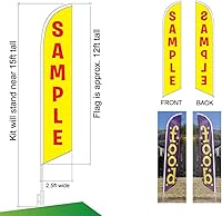 Vista 2 de Now Open Sale Welcome Advertising - Paquete de kits de banderas de plumas, incluye 3 banderas de bandera, 3 postes de bandera y 3 estacas de tierra