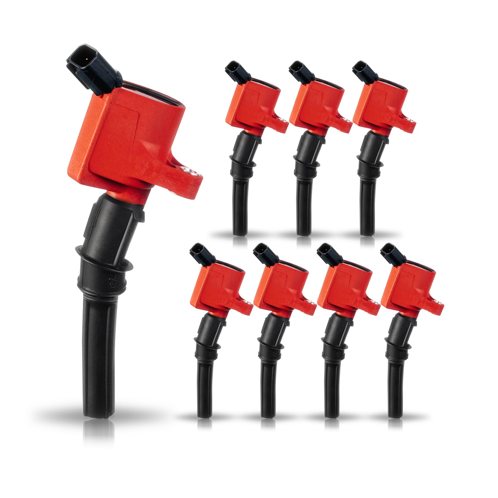 ENA Set of 8 Red Ignition Coil Pack Compatible with Ford Mercury F150 F250 E150 E350 Lincoln Navigator Town Car Crown Victoria Expedition Grand Marquis 4.6L 5.4L 6.8L V8 Replacement for DG508 FD503