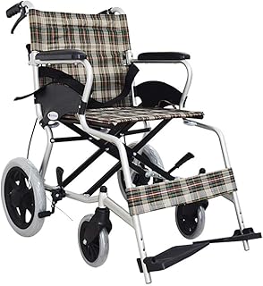ZHENAO Silla de ruedas plegable para adultos de transporte ligero con 4 frenos, portátil, asiento de 41 cm, con bolsas de almacenamiento, aluminio, 13 kg Cómodo