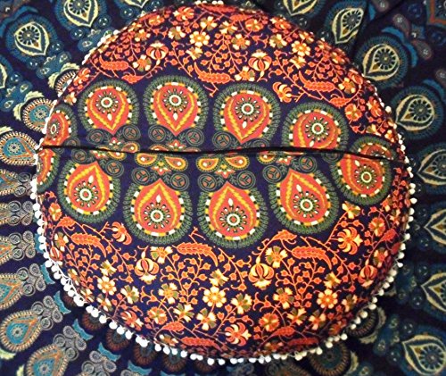 Traditionelle Jaipur rund Bodenkissen, Mandala Überwurf Kopfkissen 81,3 cm dekorativer Pouf Ottomane, Indian Sitzkissen Outdoor, Cover, großer Bohemian kissenrollen mehrfarbig – Bild 4