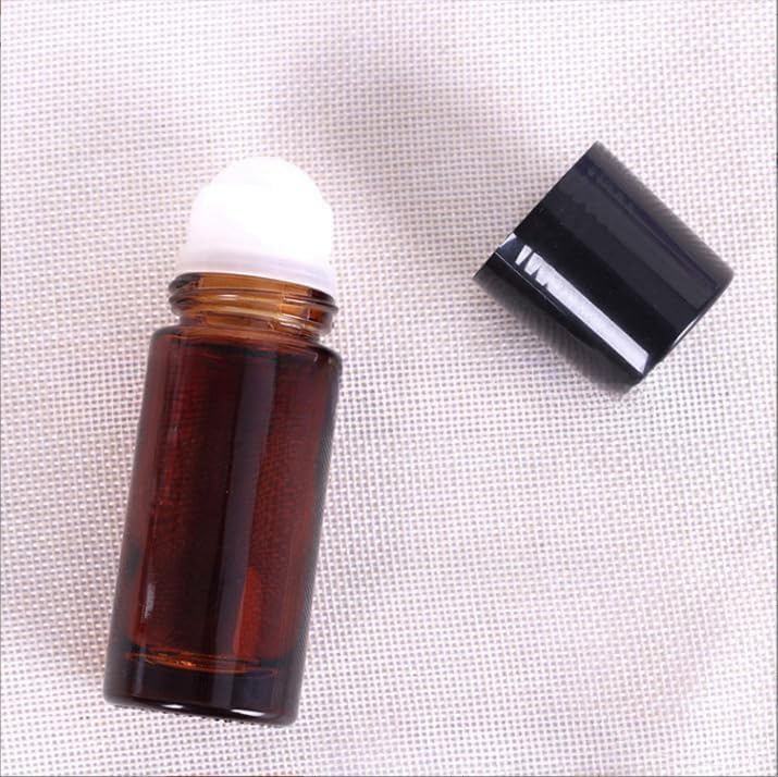 2 Pcs 50ml Glass Essential Oil Roller Bottles Refillable Roll on Bottles Empty Deodorant Bottle Containers Rollerball Bottles for Fragrance Roller Bottles Refillable Containers Accessories(Brown) - Image 5