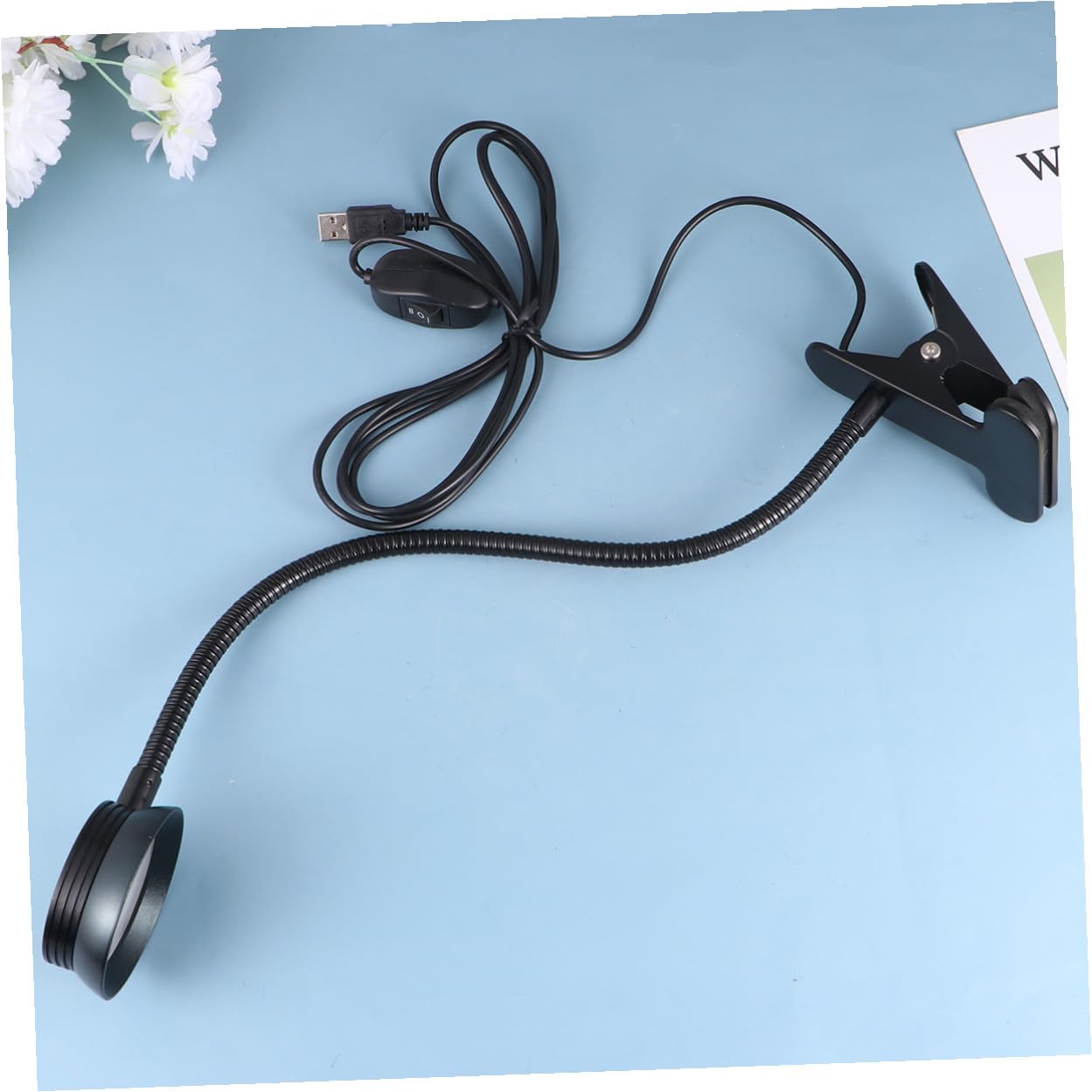 Baluue Lampada da Lettura LED USB Pinza 4w Nera Flessibile | Collo D’oca Regolabile, Cavo USB Incluso, per Leggerel Buio in Viaggio e Letto
