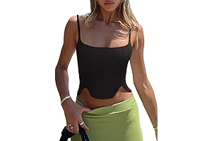Women's Alluring Square Neck Corset Top in Black