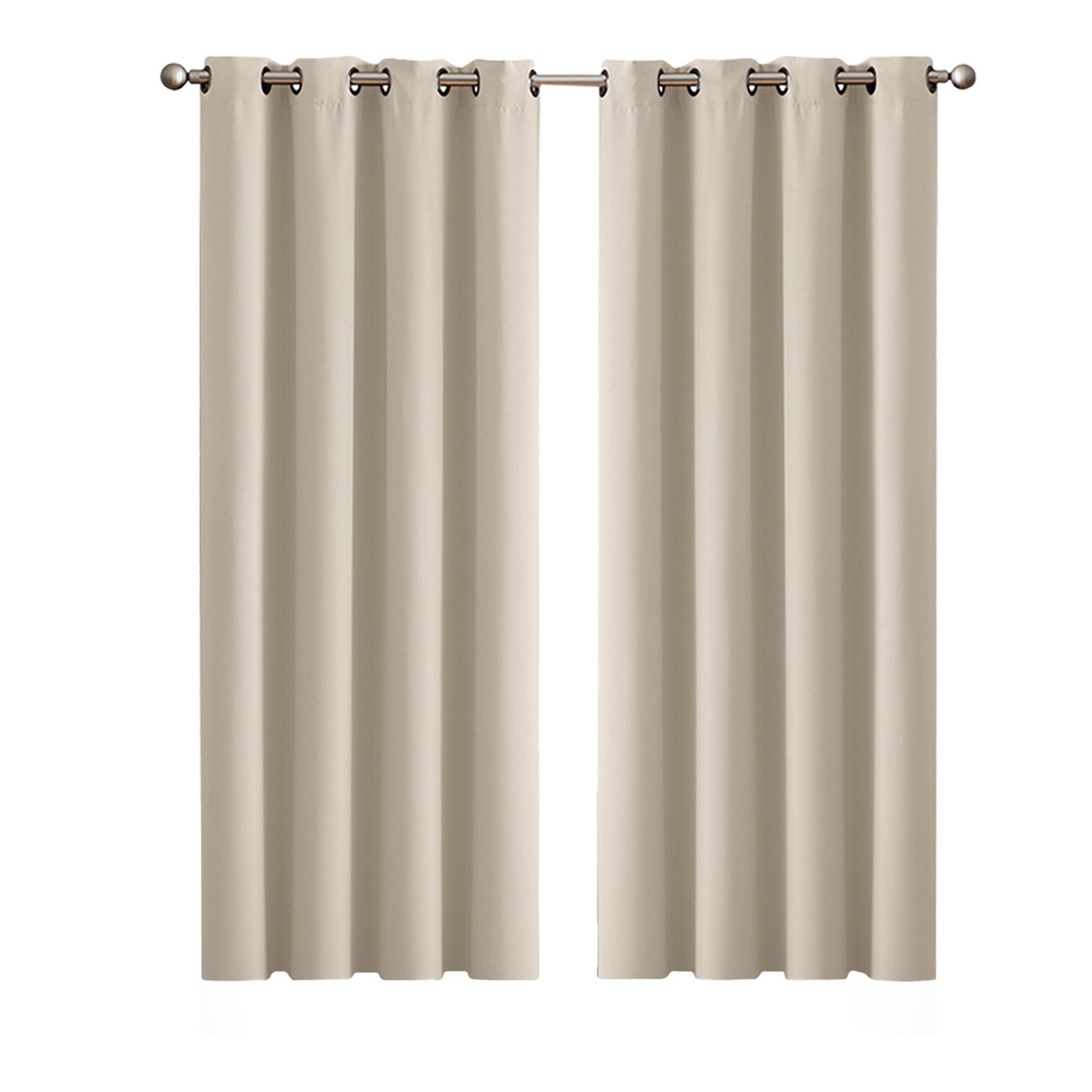 MARLOW 2 Panels Blockout Curtains Window Blackout Draperies Eyelet Day Bedroom Living Room Thermal 137cmx167cm, Beige
