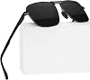 LUENX Rectangular Polarized Aviator Sunglasses for Men Square Retro Shades Driving UV400 Protection