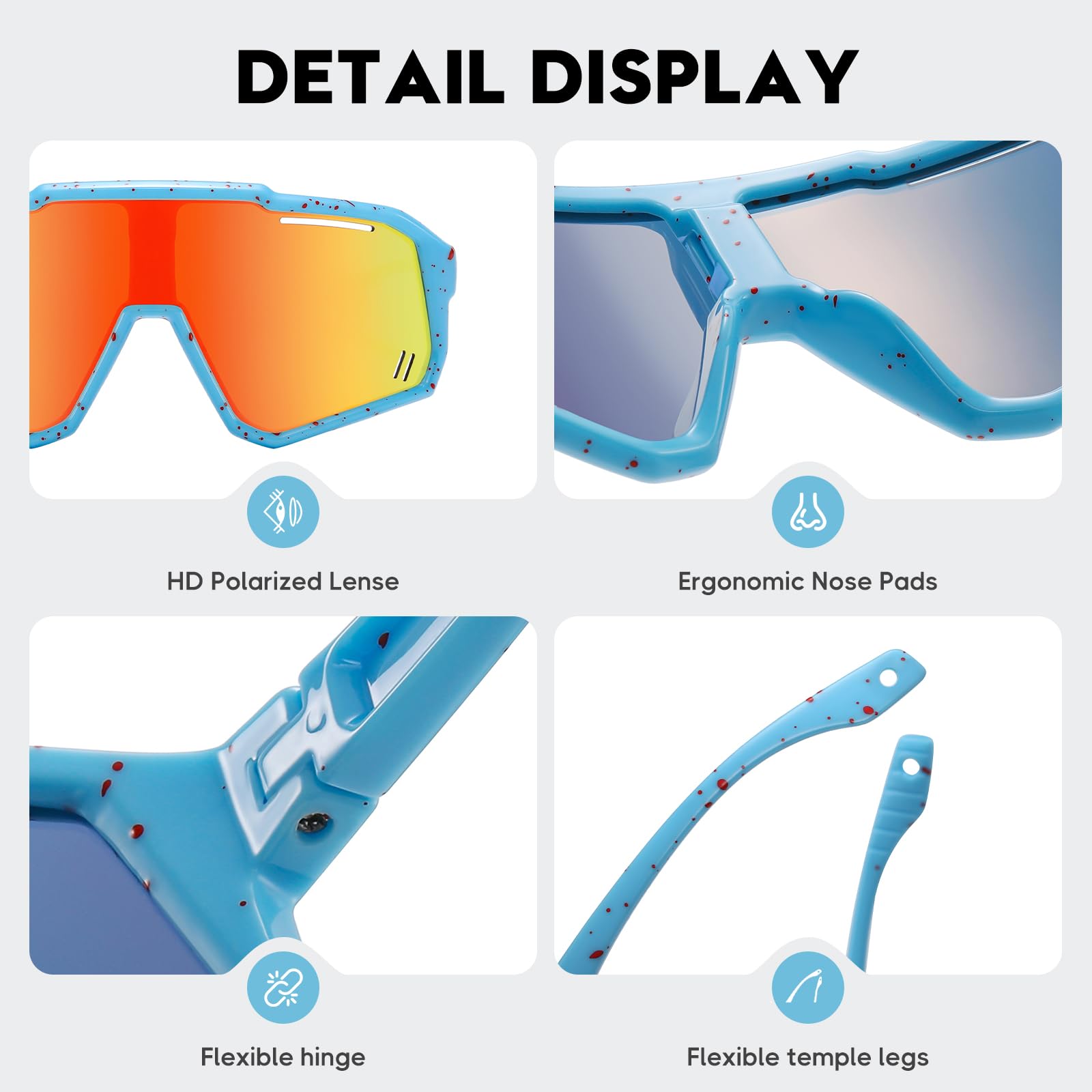 Gafas de sol deportivas polarizadas para niños de 3 a 12 años, UV400, para béisbol, ciclismo, tenis, otras gafas al aire libre