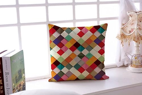 Miniatura 2 de ChezMax Fundas de cojín abstractas de algodón y lino para respaldo de silla, funda de cojín geométrica decorativa para sofá, cama, silla, 18 x 18