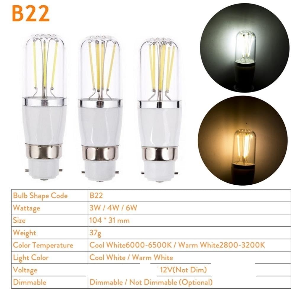 Bombillas para el hogar, Paquete de 10, Bombillas LED de 12 V CC, E14/E27/B22, 3 W/4 W/6 W, para Interiores.