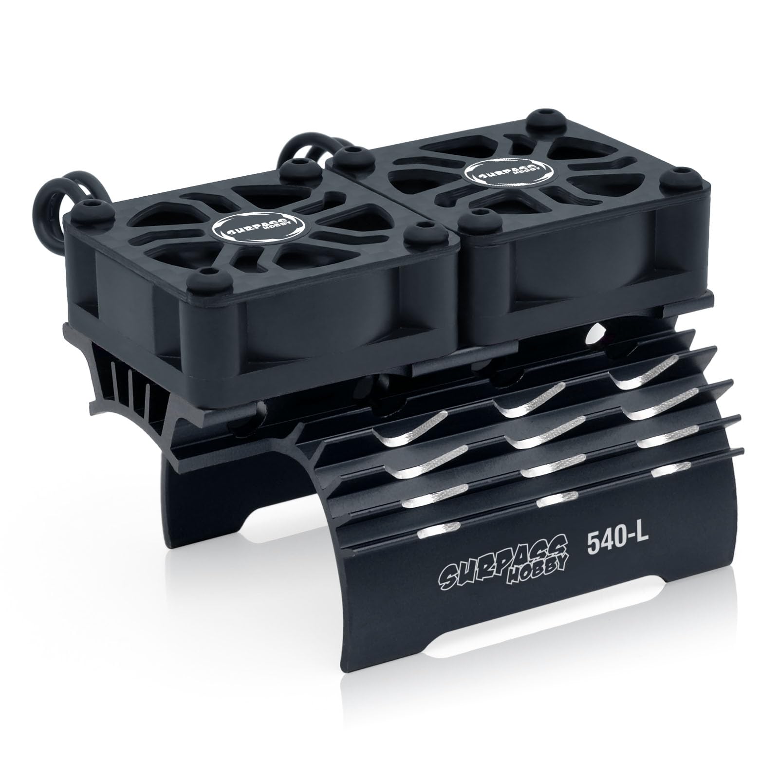 Surpass Hobby RC Motor Cooling Fans 30mm Twin Fan with Metal Heatsink for 1/8 1/10 RC Car 3650 3660 540 550 Brushless Motor (Black)
