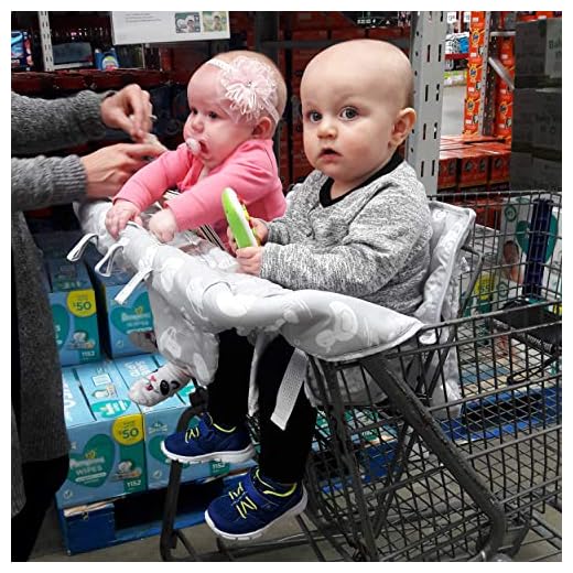 Twins Double Shopping Cart Covers fits Regular and Warehouse Large Child Grocery Basket Seats with Optional 2 or 4 Leg Holes Ditto Kiddo by Oopsababy
