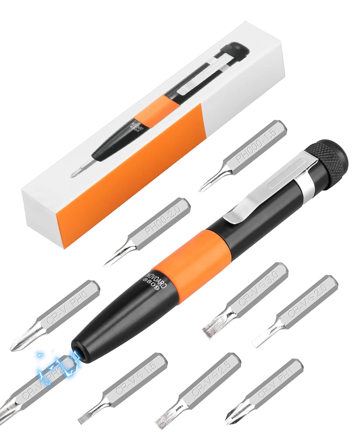 Pocket Screwdriver, Novoard 9-in-1 Precision Mini Pen Screwdriver Set, Magnetic Small Screw Driver Kit with Tiny Phillips & Flathead Screwdriver for Glasses, Jewelers, Toy, Electronics Repair