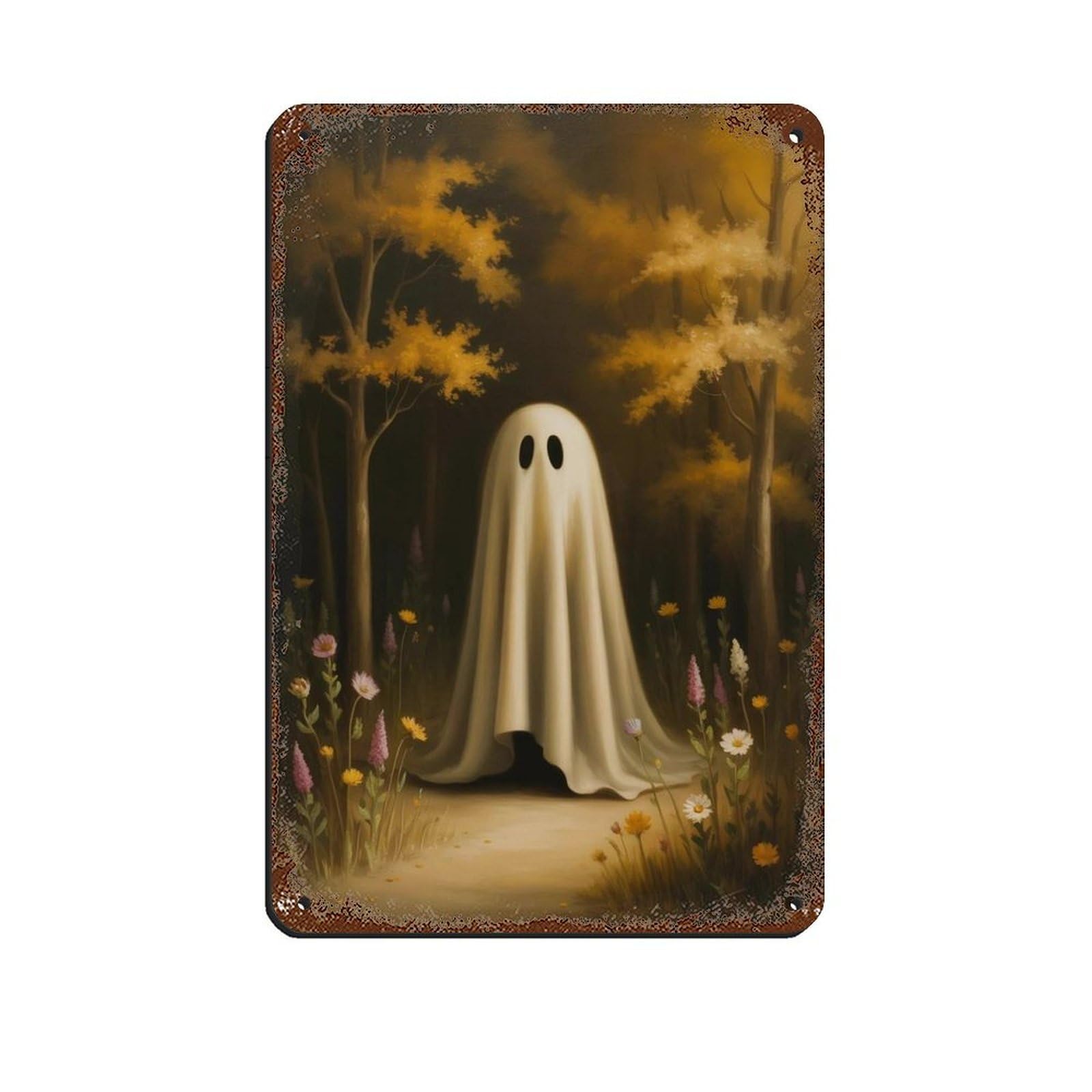 Ghost in The Flower Forest Poster (3) Tin Sign Vintage Metal Pub Club Cafe Bar Home Wall Art Decoration Poster Retro 8x12inch(20x30cm)
