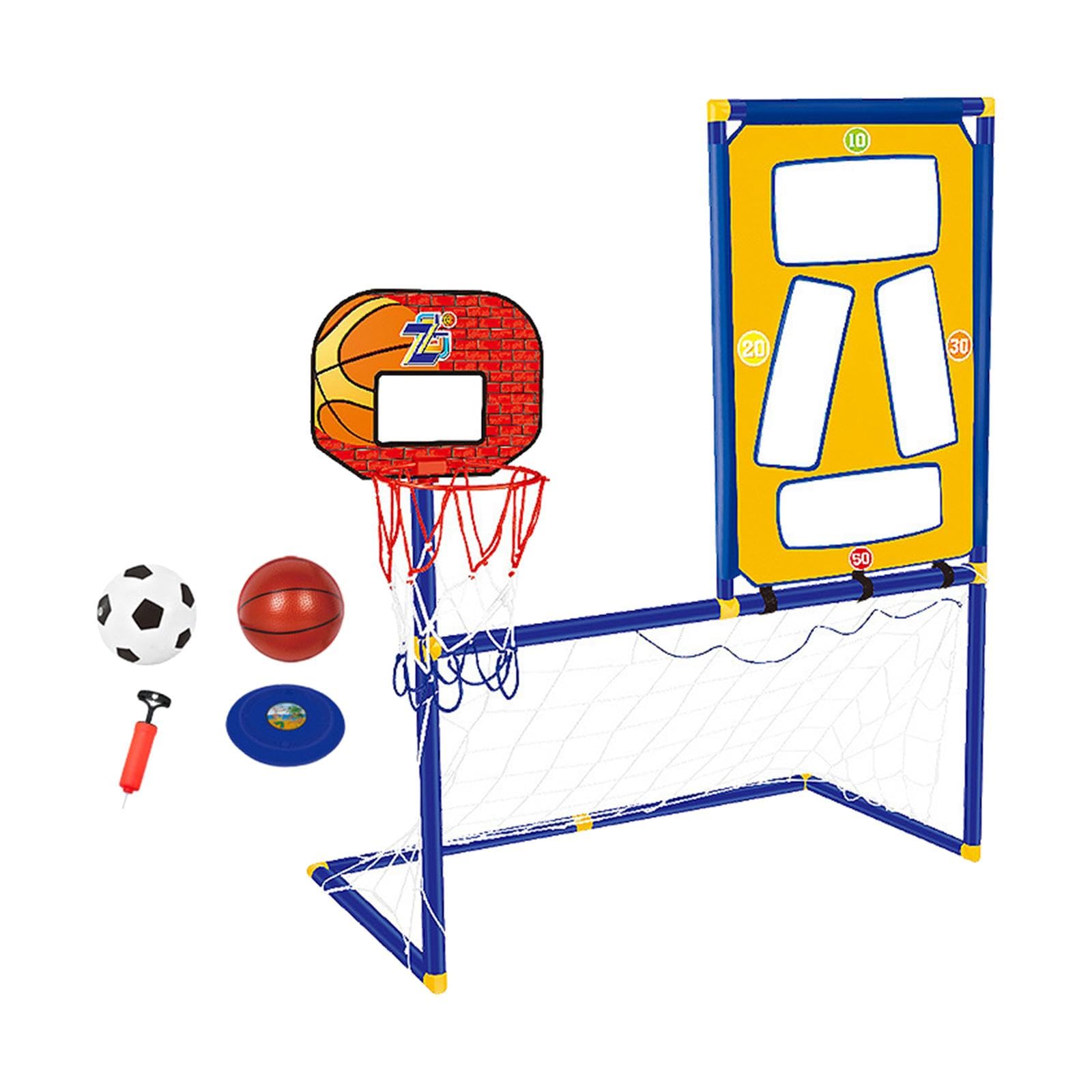 TRENDYNEST Football Goal Basketball Stand Disc Rack Compact 3 in 1 for Outdoor Children | Goals & Nets | Soccer-image-45