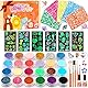 Glitzer Tattoo Set Kinder, Temporäre Glitzertattoos Mädchen -60 Leuchtende Kindertattoos, 24 Farben, 150 Schablonen, Glitzer Make Up Kit für Karneval Geburtstag Partys, Geschenk 5 7 8 11 Jahre