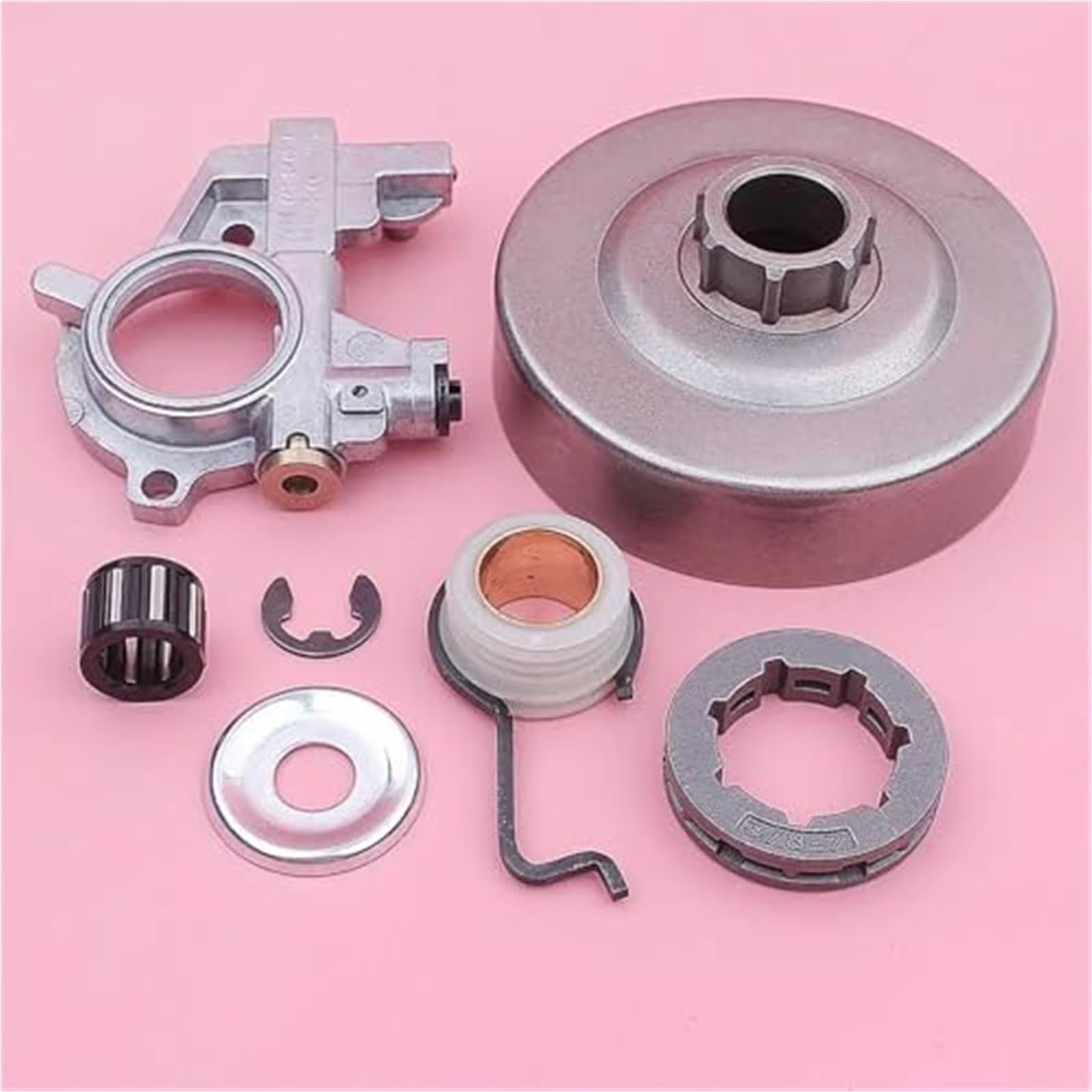 Reemplazo del embrague de herramientas de jardín, BTFWM Kit de engranaje helicoidal de bomba de aceite con rodamiento de piñón de tambor de embrague de 3/8 y 7 dientes, for motosierras STIHL, MS361 11
