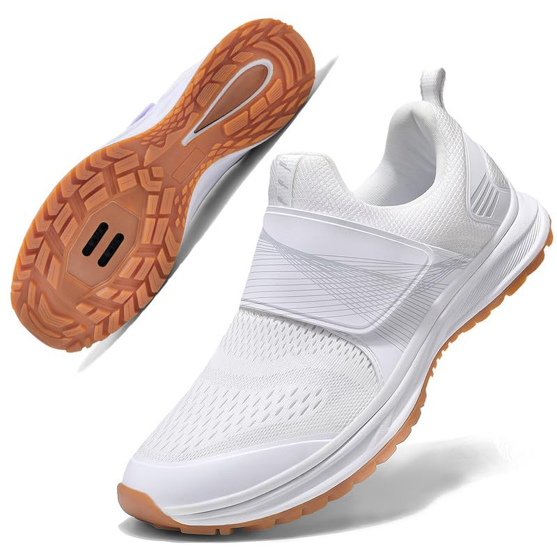Pairduck Women's Cycling Shoes, Breathable Bike Shoes Compatible with 3-Bolt SPD Cleats, Suitable for Road Mountain Biking and Indoor Cycling, White, 36