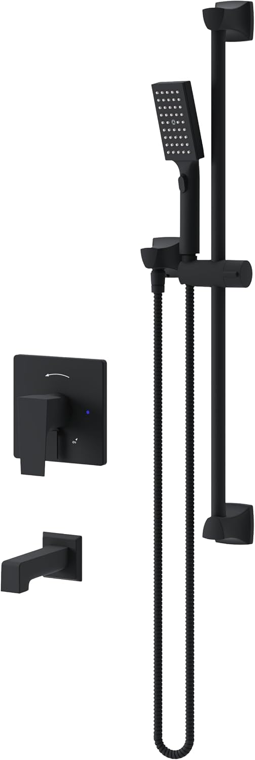 Symmons Verity Tub and Hand Shower Trim with VersaFlex Integral Diverter in Matte Black