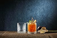 Vista 8 de Grey Rocks - Juego de 4 vasos de whisky Lowball, vasos de colores antiguos con base pesada para whisky, bourbon, licor o cóctel, 12 onzas