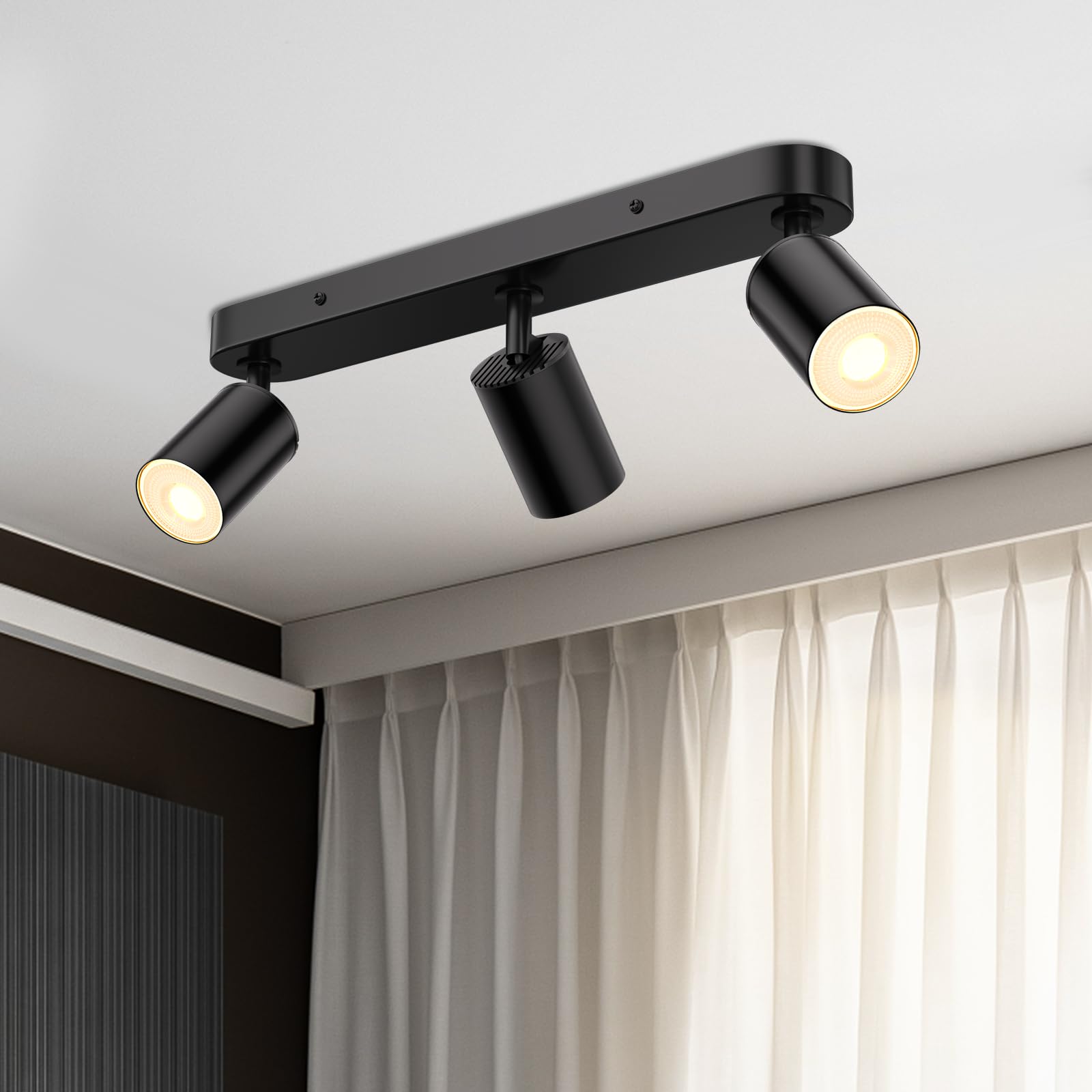 JVURICE Deckenlampe Flur Küche Schlafzimmer, 360° Drehbar & 90° Neigbar Deckenspot GU10, 100W Max, Metall Aluminium, Deckenstrahler Lampen für Wohnzimmer, Bad, Flur