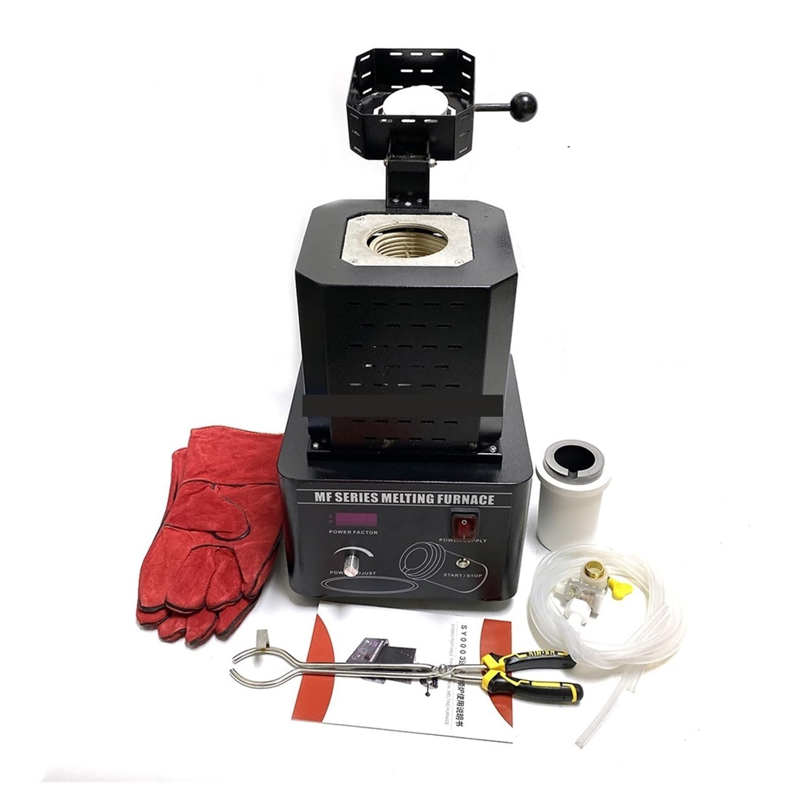 5 KW Narzędzia Jubilerskie Sprzęt Srebro Złoto Miniaturowy Piec Indukcyjny Do Topienia Metali Na Sprzedaż Bez Kontroli Temperatury 1600 Stopni Bezpieczne i wydajne ogrzewanie metalu(3kg)