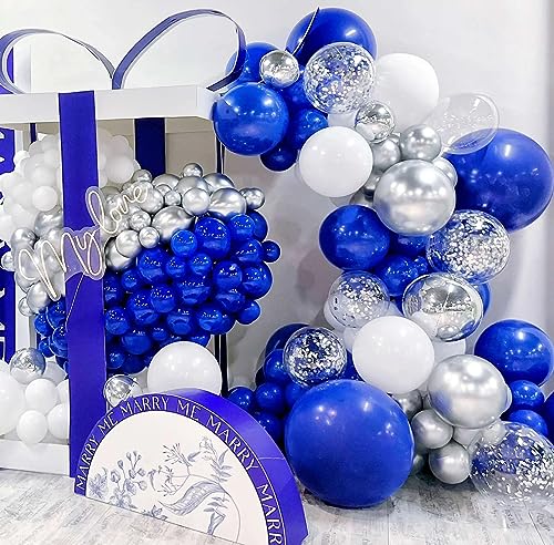 Image of KALOR Retro Dark Blue Balloons,100 Pcs 5 Inch Klein Blue Matte Latex Balloons for Balloon Garland Arch, Birthday Decoration, Wedding Party, Baby Shower Decorations