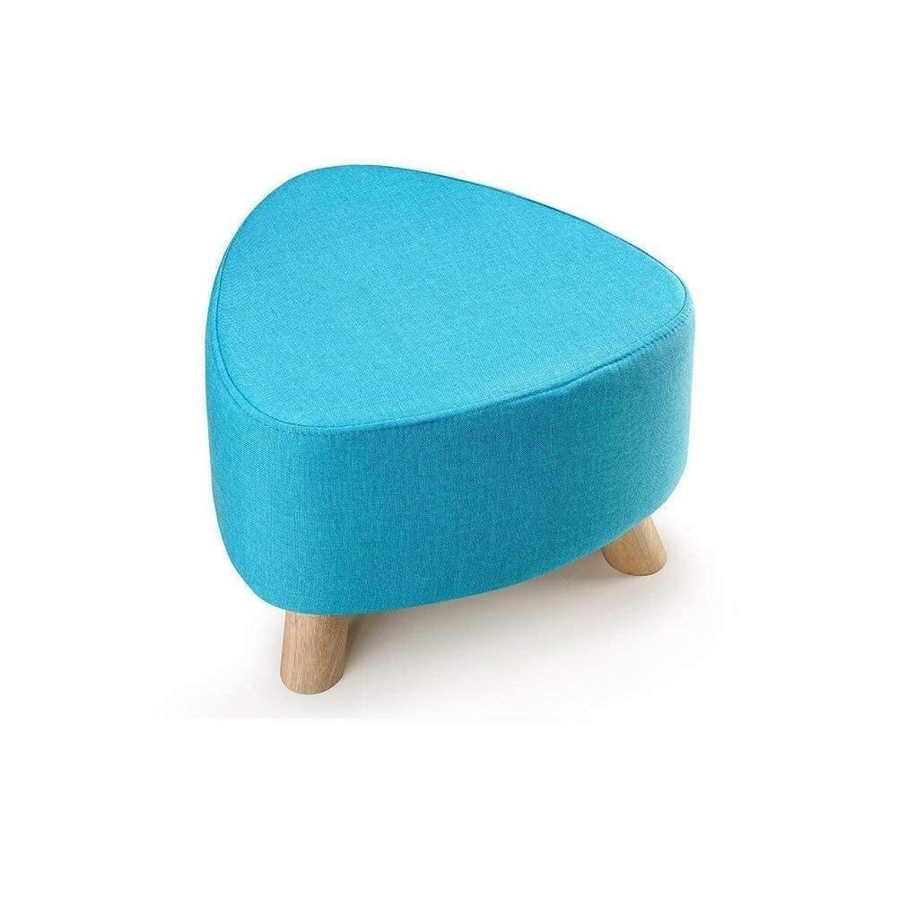 Tabouret à trois pieds en bois massif bleu avec assise tissu lavable