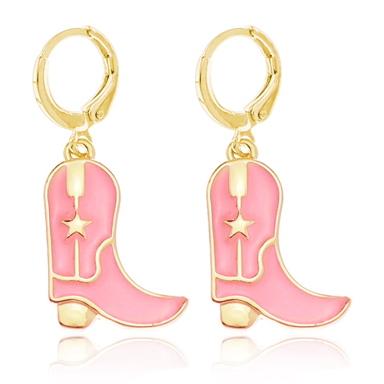 RechicGuWestern West Cowgirl Texas Boots Spur Dangle Drop Earrings Rodeo Boho Fancy Dress Costume